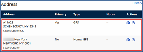 Patient Multi-Address Section